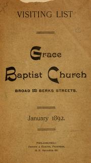 Cover of: Grace Baptist Church...visiting list, January, 1892.