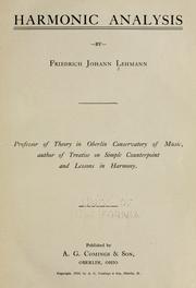 Harmonic analysis by Friedrich Johann Lehmann