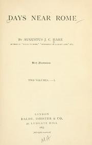 Cover of: Days near Rome. by Augustus J. C. Hare