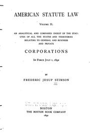 Cover of: American statute law by Stimson, Frederic Jesup, Stimson, Frederic Jesup