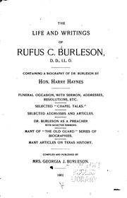 Cover of: The life and writings of Rufus C. Burleson by Georgia Jenkins Burleson