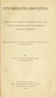 Cover of: Unincorporated associations by Guy le R. Stevick