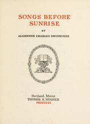 Cover of: Songs before sunrise by Algernon Charles Swinburne