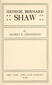 Cover of: George Bernard Shaw by Gilbert Keith Chesterton