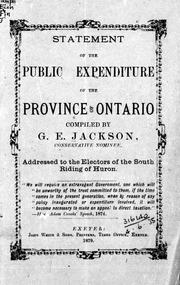 Statement of the public expenditure of the province of Ontario by G. E. Jackson
