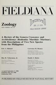 Cover of: A review of the genera Crunomys and Archboldomys (Rodentia: Muridae: Murinae) by Eric A. Rickart ... [et al.].