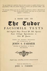 Cover of: A hand list to the Tudor facsimile texts by Farmer, John Stephen