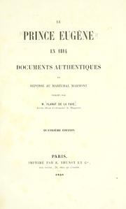 Cover of: prince Eug©Łene en 1814: documents authentiques en r©Øeponse au mar©Øechal Marmont