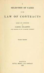 Cover of: A selection of cases on the law of contracts by Williston, Samuel