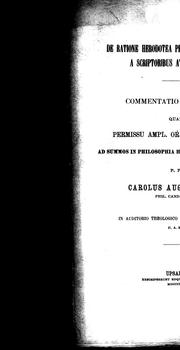 Cover of: De ratione Herodotea praepositionibus utendi a scriptoribus Atticis diversa by Carolus Aug. Lundberg.