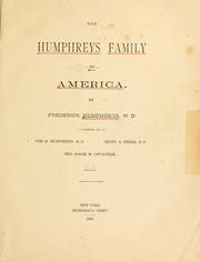 Cover of: The Humphreys family in America by F. Humphreys, F. Humphreys