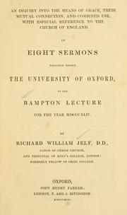 Cover of: An inquiry into the means of grace by R. W. Jelf