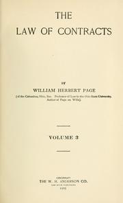 Cover of: The law of contracts by William Herbert Page