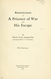Cover of: Reminiscences of a prisoner of war and his escape