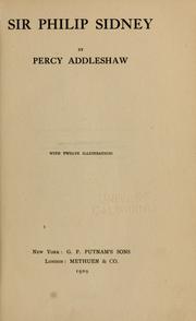 Cover of: Sir Philip Sidney by Percy Addleshaw
