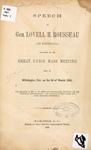 Cover of: Speech of Gen. by Lovell Harrison Rousseau