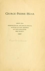 Cover of: George Frisbie Hoar