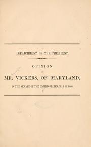 Cover of: Impeachment of the President. by George Vickers