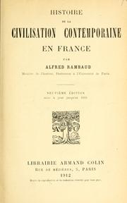 Cover of: Histoire de la civilisation contemporaine en France.