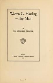 Cover of: Warren G. Harding--the man by Joe Mitchell Chapple