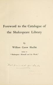 Cover of: Foreword to the catalogue of the Shakespeare library