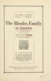 Cover of: The Rhodes Family in America. by Rhodes Family in America.