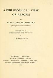 Cover of: A philosophical view of reform. by Percy Bysshe Shelley
