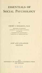 Essentials of social psychology by Emory Stephen Bogardus