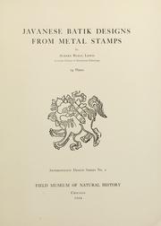 Cover of: Javanese batik designs from metal stamps