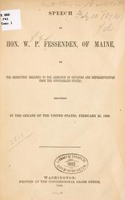 Cover of: Speech of Hon, W. P. Fessenden ...