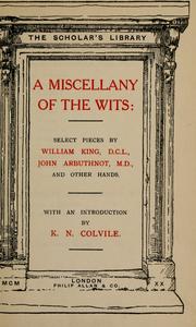 Cover of: A miscellany of the wits by King, William