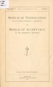 Cover of: Speech of notification