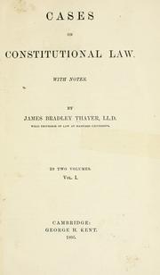 Cover of: Cases on constitutional law. by James Bradley Thayer