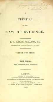 Cover of: A treatise on the law of evidence