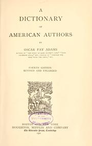 Cover of: A dictionary of American authors by Oscar Fay Adams