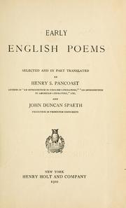 Early English poems by Pancoast, Henry Spackman