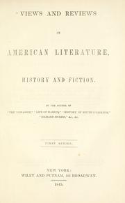 Cover of: Views and reviews in American literature: history and fiction.
