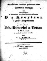 Cover of: De anomaliae verborum Graecorum causis dissertatio secunda