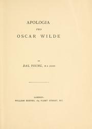 Cover of: Apologia pro Oscar Wilde by Dal Young