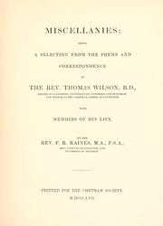 Cover of: Miscellanies by Wilson, Thomas