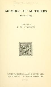 Notes et souvenirs de M. Thiers, 1870-1873 by Adolphe Thiers