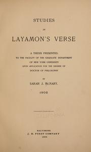 Cover of: Studies in Layamon's verse.