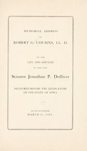 Cover of: Memorial address by Cousins, Robert Gordon