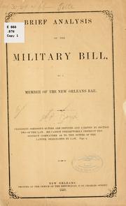 Cover of: Brief analysis of the miltiary bill
