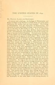 Cover of: The United States in 1899.: An address delivered before the University of Pennsylvania, February 22d, 1899