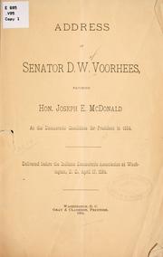 Cover of: Address of Senator D. W. Voorhees