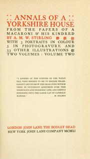 Cover of: Annals of a Yorkshire house from the papers of a macaroni & his kindred