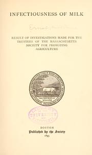 Cover of: Infectiousness of milk by Harold Clarence Ernst