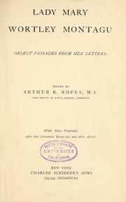 Cover of: Lady Mary Wortley Montagu by Montagu, Mary Wortley Lady