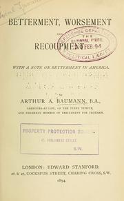 Cover of: Betterment, worsement and recoupment: With a note on betterment in America.